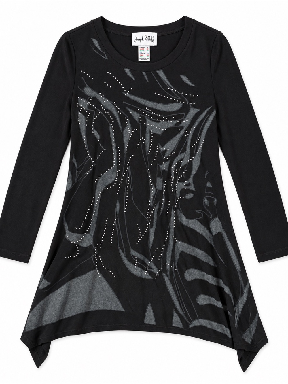 Joseph Ribkoff asymmetrical rhinestone tunic dress